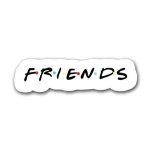 Friends Logo Sticker featuring the iconic Friends emblem design. Perfect for laptops, water bottles, and personalizing your gear with sitcom charm.