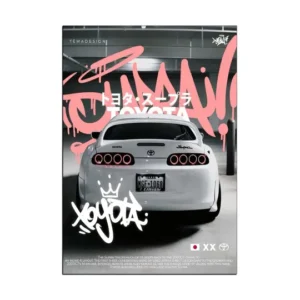 Enhance your space with a stylish Supra car wall poster featuring vibrant graffiti art. Perfect for car enthusiasts!