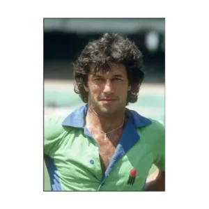 A simple, high-quality wall poster featuring a young Imran Khan, showcasing his youthful charisma and iconic presence, ideal for sports enthusiasts and fans of Imran Khan.