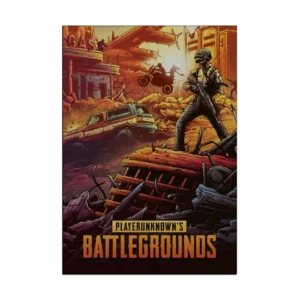 wall Poster of game PUBG, featuring dynamic characters in a battle royale setting.