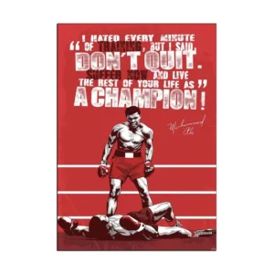 Muhammad Ali - Don't Quit - poster Print: A motivational canvas print featuring Muhammad Ali, encouraging perseverance and determination.