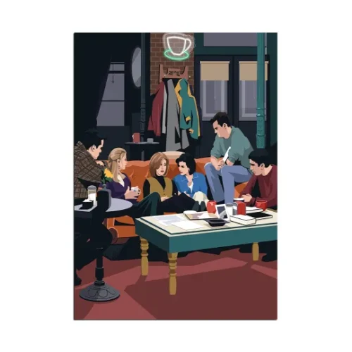 "Friends wall poster featuring beloved characters and iconic moments from the classic TV series, a nostalgic addition to any fan's collection, bringing the joy of Central Perk into your space."