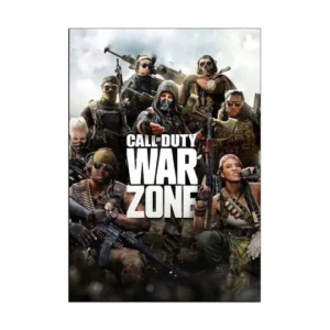 A vibrant wall poster featuring intense action scenes from Call of Duty Warzone, perfect for gaming enthusiasts and room decor.