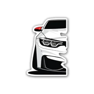 A BMW M3 sports car sticker ideal for laptops, diaries, bottles, and more, perfect as a gift for car enthusiasts.