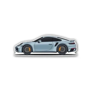 A Porsche 911 Turbo S sticker ideal for laptops, diaries, bottles, and more, perfect as a gift for car enthusiasts.