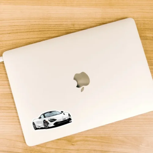A McLaren 720 S sticker ideal for laptops, diaries, bottles, and more, perfect as a gift for car enthusiasts.