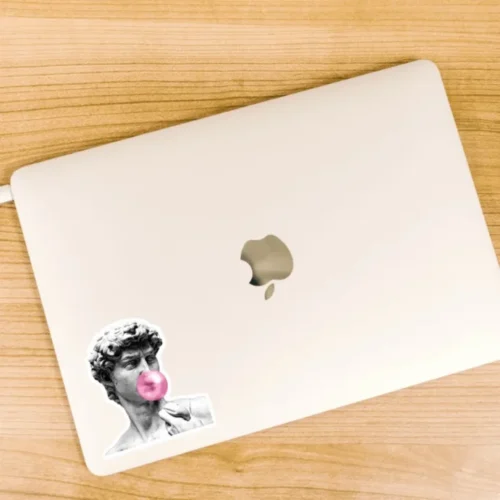 A Michelangelo David bubble sticker ideal for laptops, diaries, bottles, and more, perfect as a unique and artistic gift.