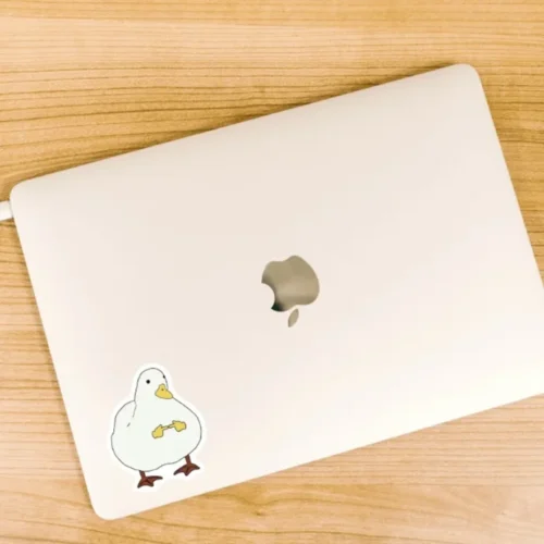 A shy goose cute sticker ideal for laptops, diaries, bottles, and more, perfect as an adorable and charming gift.