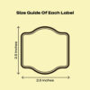 Pantry label size guide – decorative square label measuring 2.5 x 2.5 inches, suitable for kitchen jars and baking essentials container stickers.