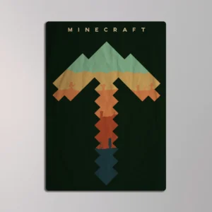 Minecraft Pickaxe Pixel Art Metal Poster