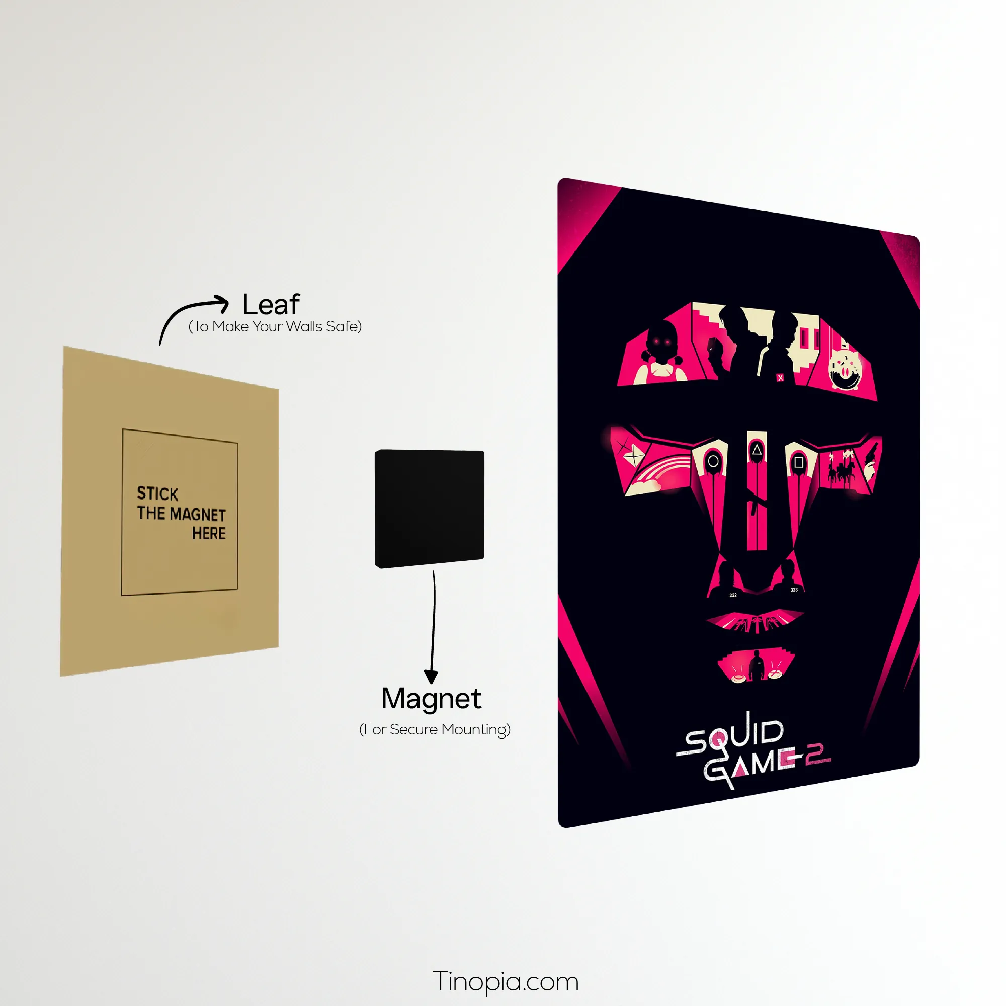 Squid Game Mask Abstract Metal Poster