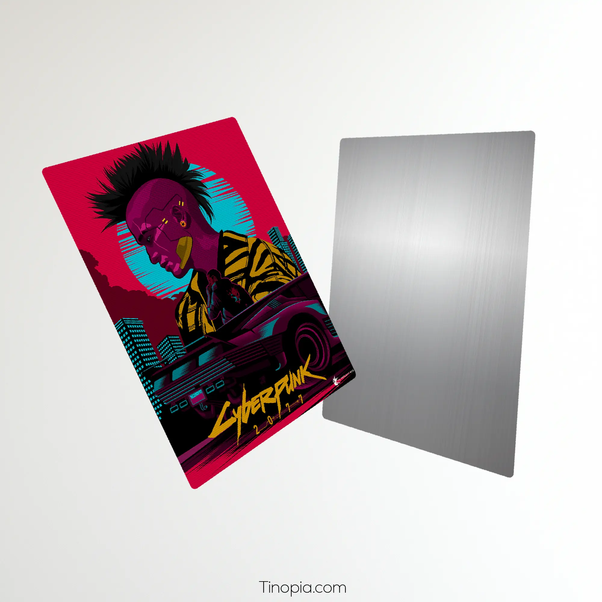 Cyberpunk Neon Samurai Metal Poster