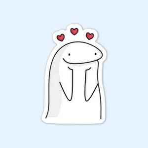 Adorable sticker of a whale adorned with hearts, titled Cute Flork Sticker, ideal for personalizing your belongings.