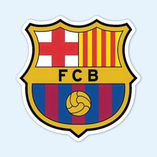 Pictorial representation of FC Barcelona Sticker for laptops, tumblers and more with a blue background