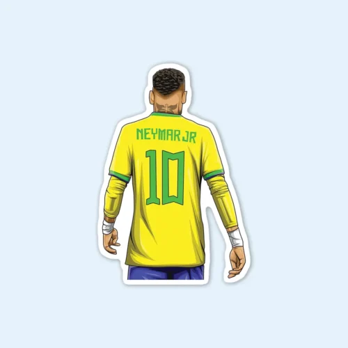 Neymar Jr sticker depicting a soccer player in vibrant yellow and green, capturing the essence of the sport.