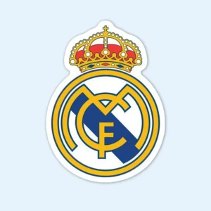 picture potraying real madrid cf sticker with a blue background