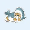 A sticker featuring a playful cat dressed in a shark costume, titled "Shark Cat Sticker."