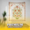 Elegant Floral Art Tapestry The Elegant Floral Art Tapestry hanging on a wall, featuring a vintage botanical arch design with red and yellow flowers to enhance room decor.