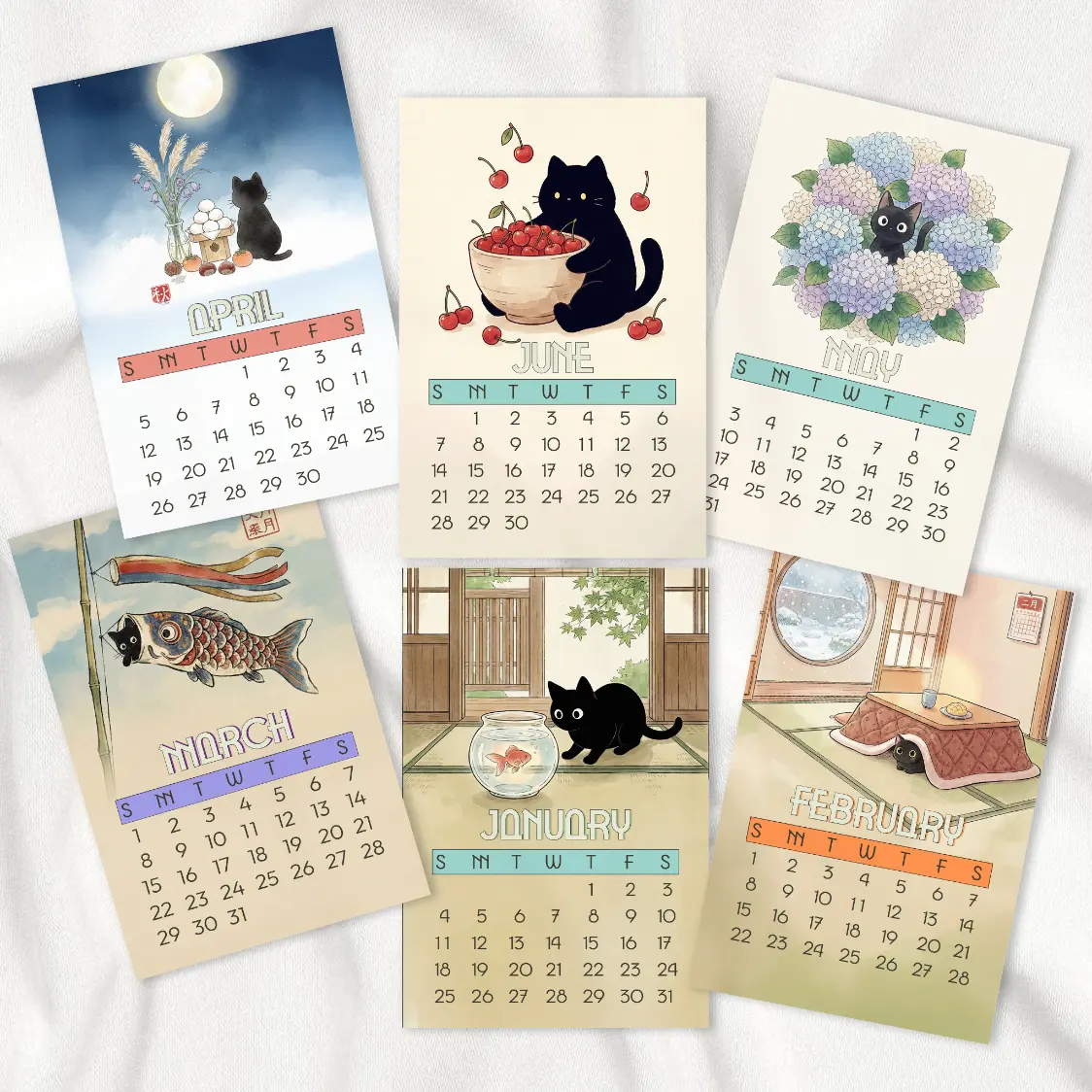 Cozy Cats 2026 Mini Desk Calendar 1