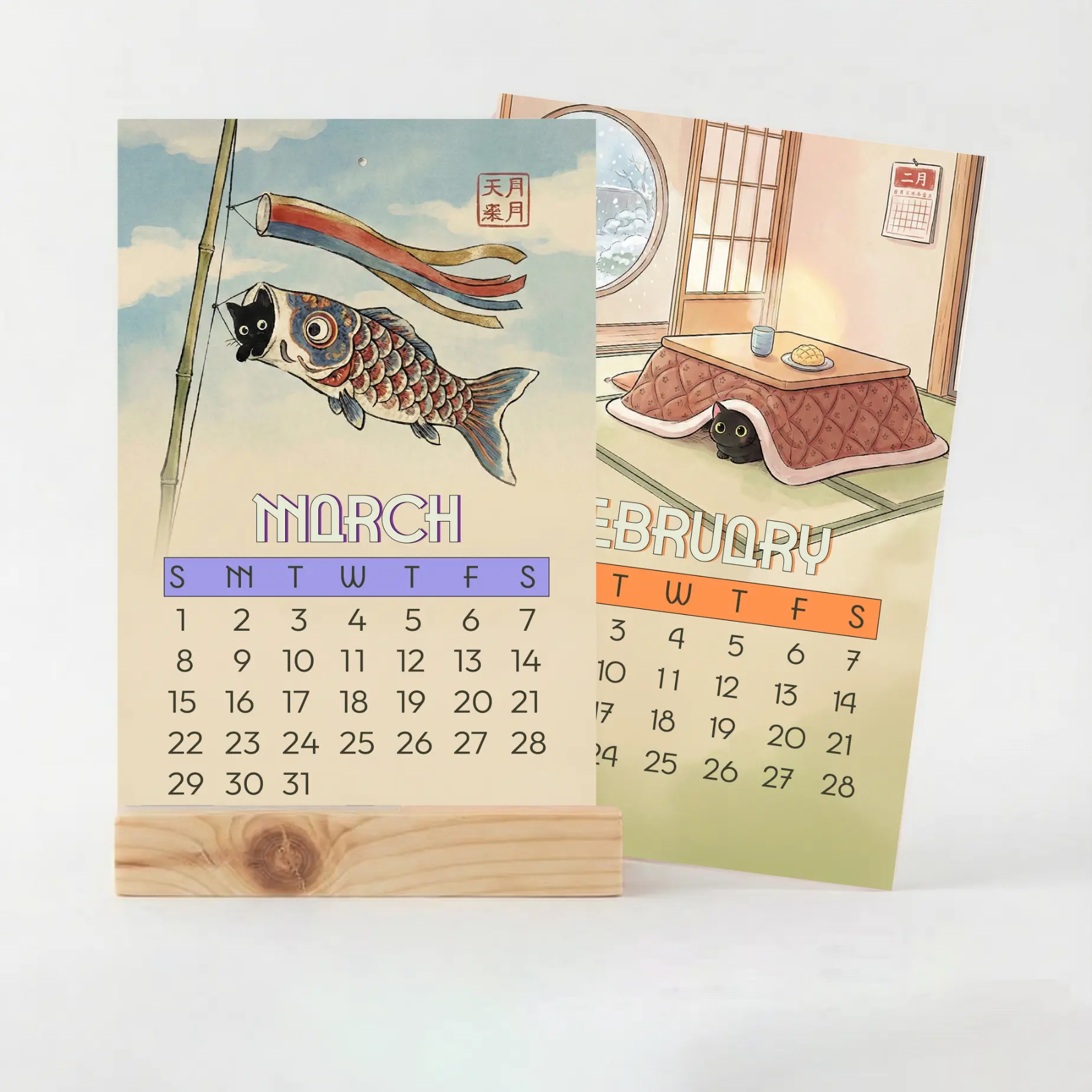 Cozy Cats 2026 Mini Desk Calendar standing 2