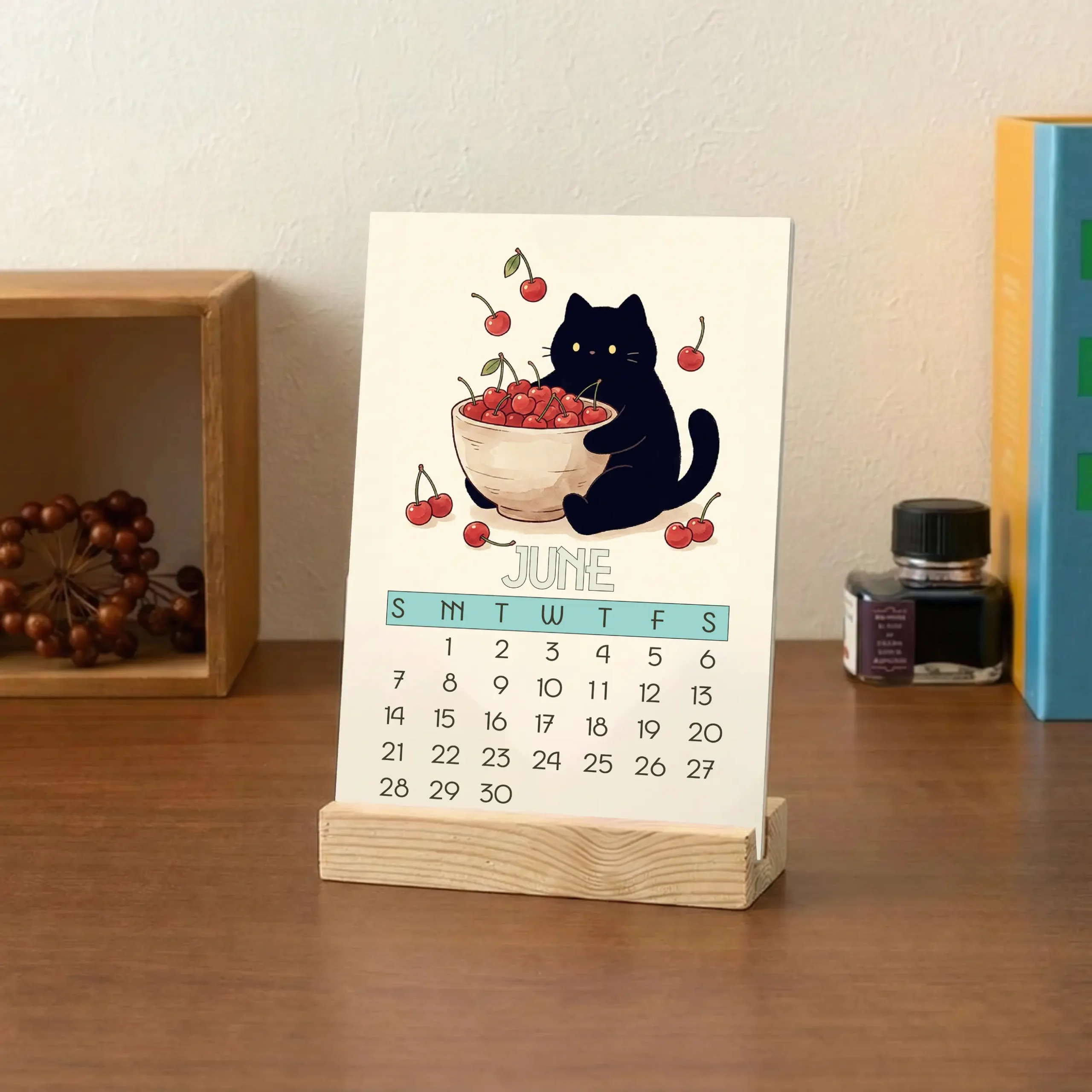 Cozy Cats 2026 Mini Desk Calendar standing