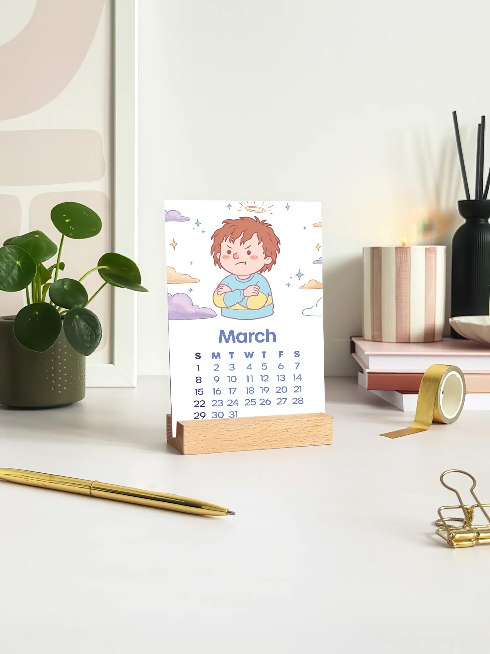 Nostalgic Cartoons 2026 Mini Desk Calendar march