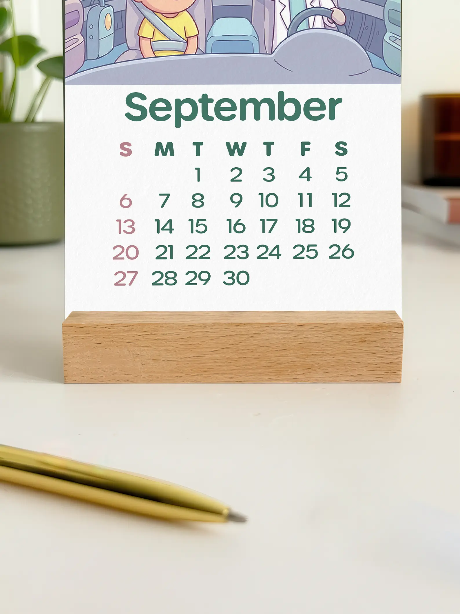 Nostalgic Cartoons 2026 Mini Desk Calendar september