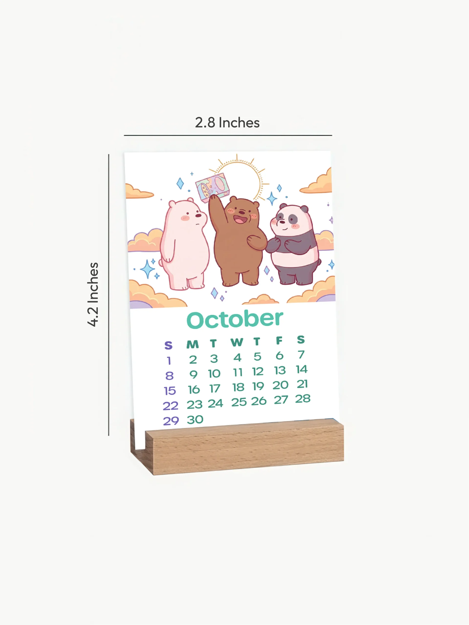 Nostalgic Cartoons 2026 Mini Desk Calendar size guide
