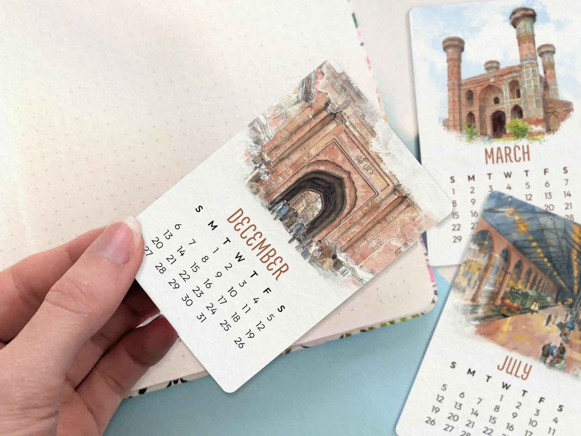 Nostalgic Lahore 2026 Mini Calendar in hand 2