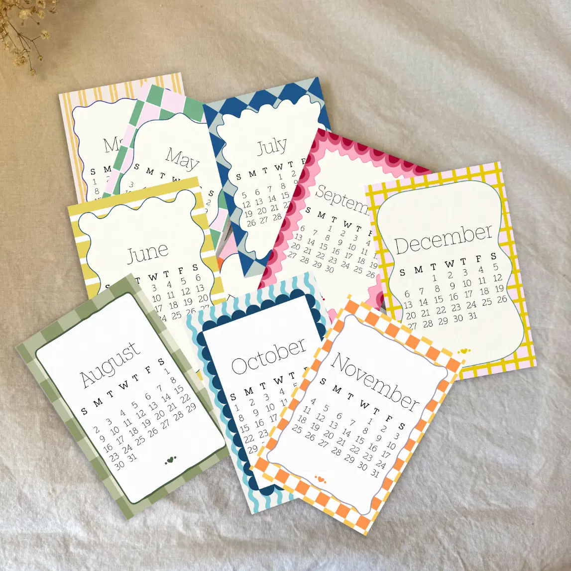 Pastel Geometric 2026 Mini Calendar all