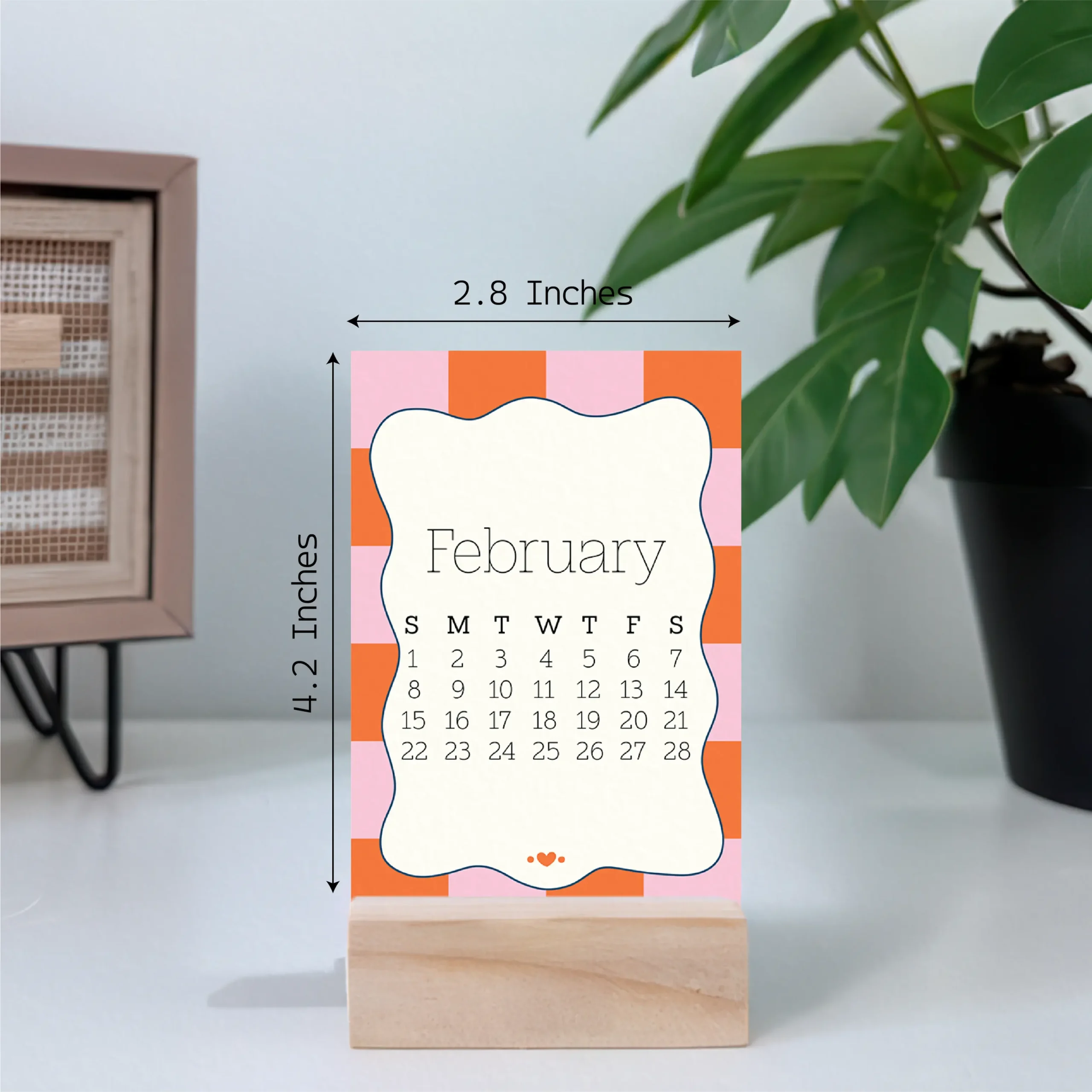 Pastel Geometric 2026 Mini Calendar size guide