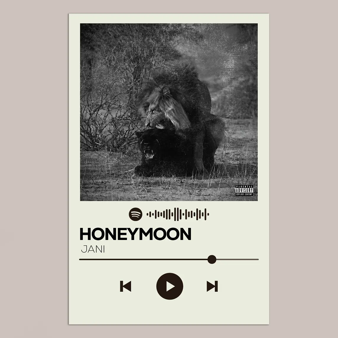 Honeymoon – Jani | Scannable Music Card on neutral background